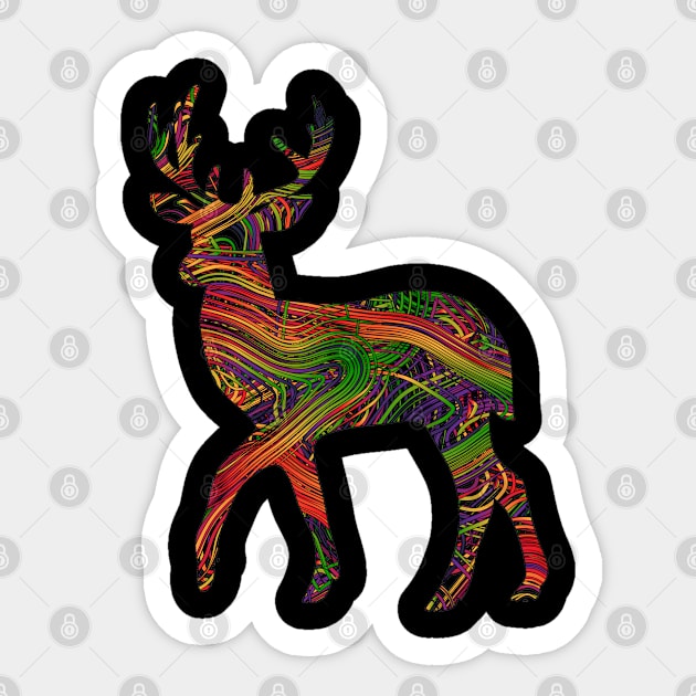 Deer Lovers Vibrant Artists String Illustration Sticker by grendelfly73